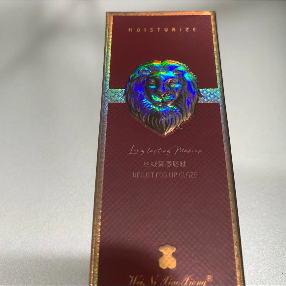 Red Velvet Lip Glaze with Gold Lion NIB